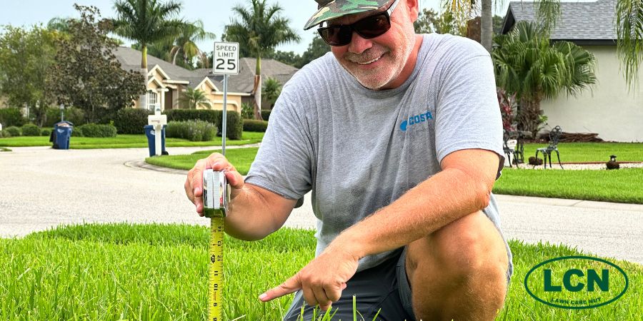 Allyn Hane in his lawn