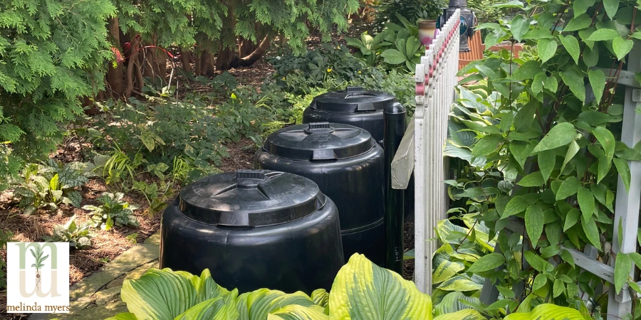 compost bins in landscape