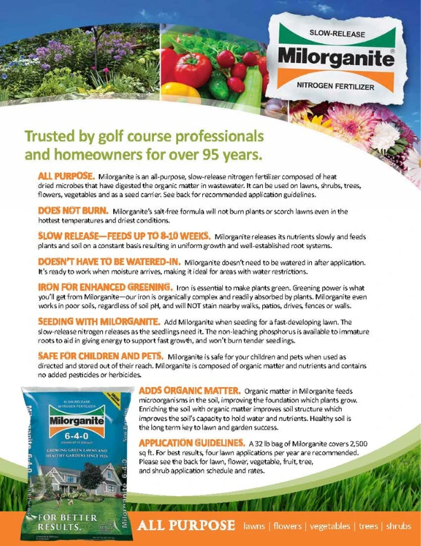 Milorganite Fertilizer Informational Handout Sheet