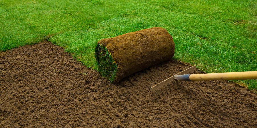 Preparing the soil before laying sod down